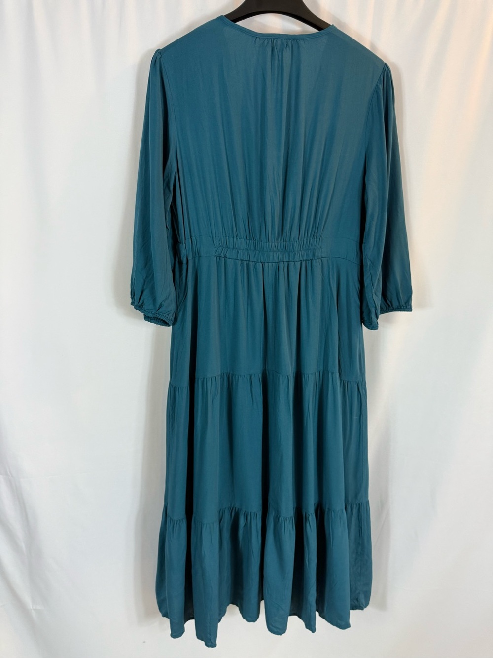 NWT Balticborn women dress Teal Long Sleeve V-Neck Tiered Maxi Dress - Picture 11 of 14